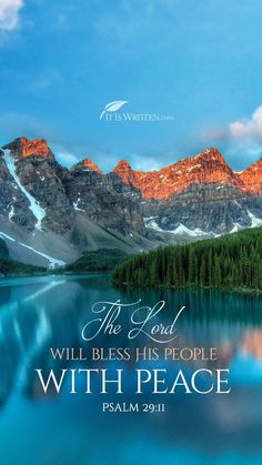 the lord will be his people with peace in this bible verse on water and mountains