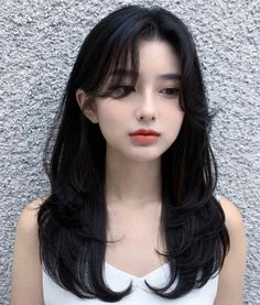 Black Hair, Bangs, Hairstyles, Wall, Red, Hair, White, Black