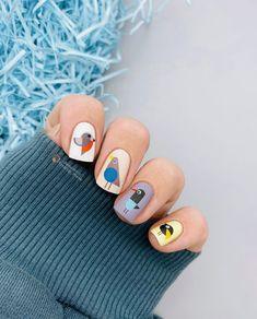 Funky Nail Art Designs, Simple Summer Nail Ideas, Dancing At A Party, Picasso Nails, Easy Nail Art Ideas, Beach Dancing, Bird Nail Art, Neutral Nail Art, Nagel Art