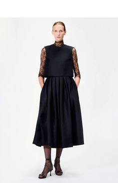 model wearing the langham skirt in radzimir wool with the mercer top Ball Skirt, Duchess Satin, Sweaters Knitwear, 2024 Collection, Fall 2024, Shirt Jacket, Jumpsuit Dress, Timeless Elegance, York City