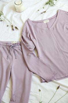 Delilah Loungewear Set - Long Sleeve Soft Robes, Elastic Waist