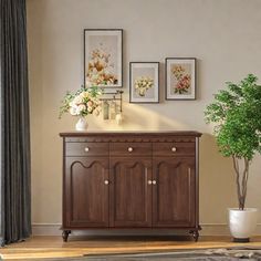 a living room scene with focus on the sideboard