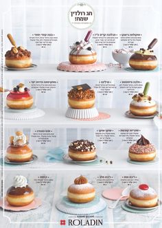 an advertisement showing different types of donuts