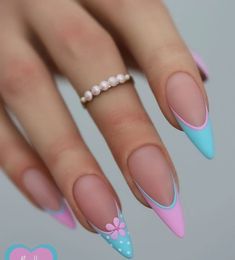 Pink And Blue Nails, Stylish Nails Designs, Vibrant Nails, Work Nails, Pretty Nail Art Designs, Blue Nail Designs, Blue Nail, Coffin Nails Long