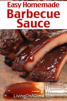 the barbecue sauce is being used to make ribs