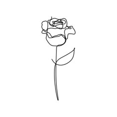 Minimalist Rose Tattoo, Minimalist Rose, Line Art Flowers, Minimal Tattoo Design, Tattoo Vector, Botanical Line Drawing, Line Vector, Rose Drawing, Line Art Tattoos