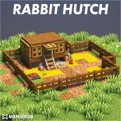 an image of the rabbit hut in minecraft with text that reads, rabbit hut