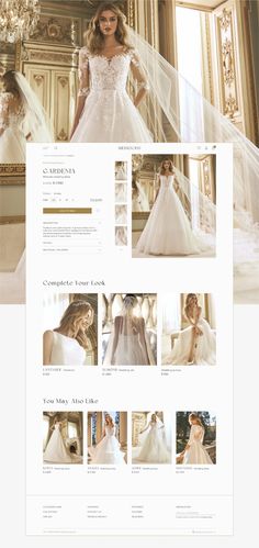 a website page for a wedding dress store