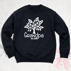 "Grandpa Sweatshirt with Grandkids Names, Custom Papa Sweatshirts, New Grandpa Gift Sweater, Grandfather Birthday Sweatshirts, Grandpa Hoodie Hello, Thanks for your support. Your gladness comes first and all work is done with LOVE in here. Always keep your support, please:) Sweatshirts and hoodies are branded Gildan. HOW TO ORDER GRANDPA SWEATSHIRTS, HOODIES, OR LONG SLEEVE -Please, check and review all photos. -Select Your sweatshirt, hoodie, or long sleeve size and color from drop-down menus. -Choose your quantity as much as you want. -Click ADD TO CART your sweatshirt, hoodie, or long sleeve. You can go back to add more product color for your family members anytime you want or you can complete the checkout process. -Please click the \"Proceed to Check Out\" button GRANDPA SWEATSHIRTS, H Birthday Long Sleeve Hoodie With Letter Print, Long Sleeve Hoodie With Letter Print For Birthday, Birthday Letter Print Long Sleeve Hoodie, Black Long Sleeve Sweatshirt With Name Print, Casual Long Sleeve Birthday Sweatshirt, Casual Family Winter Sweatshirt, Casual Winter Sweatshirt For Family Occasions, Family Matching Long Sleeve Sweatshirt With Name Print, Family Matching Black Sweatshirt For Winter