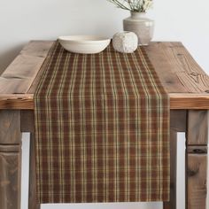 Brown Catawba Homespun Plaid Table Runner Placemat pattern 91 Table Runners And Placemats, Table Runner And Placemats, Rustic Farmhouse Style, Country Charm, Rustic Brown, Fabric Pattern, Country Farmhouse, Plaid Pattern, Rustic Farmhouse