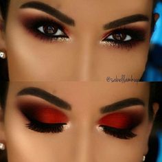 Daily Eye Makeup, Morphe Eyeshadow Palette, Makeup Suggestions, Morphe Eyeshadow, Drag Make-up, Red Eyeshadow, Eye Makeup Pictures