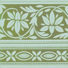 a green and white pattern with leaves on the border, which is also in different colors