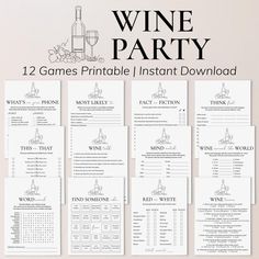 wine party game printables and instructions for guests to play on their own table