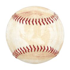 an old baseball with red stitchs on the inside of it, isolated against a white background