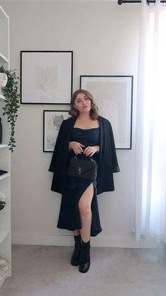 Cowl Neck Dress Outfit Winter, Satin Dress With Blazer Outfit, Satin Dress With Blazer, Satin Dress Outfit Ideas, Satin Midi Dress Outfit, Midi Dress Outfit Winter, Slip Dress Winter, Dress With Blazer Outfit, Jacket With Dress