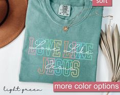 Comfort Colors® Love like Jesus Tshirt, Christian Shirt, Faith Shirt, Jesus Shirts, Religious Shirt, Bible Verses, Religion Shirt, Godly tee. A warm and stylish shirt that looks good in any situation. This shirt will make you seem your best thanks to its classic pattern, excellent fabric, and perfect fit. This shirt may be dressed up for a formal event or worn casually. It looks fantastic in any wardrobe. Utilize this vital piece to enhance your sense of style. #like jesus #bible verse #love lik Summer Graphic Tee, Jesus Tshirts, Faith Shirt, Mens Long Sleeve Tee, Jesus Shirts, Stylish Shirts, Christian Shirts, Workout Shirts, Comfort Colors