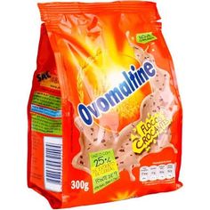 an orange bag filled with cookies on top of a white background and the words ovonultine written above it