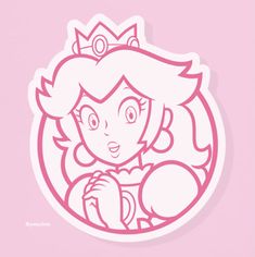 a pink sticker with an image of a princess on it