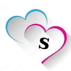 two hearts with the letter s in it's center and one is pink, blue, and white