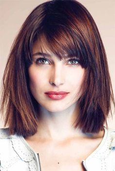 Medium Blunt Bob Haircut With Bangs Bangstyle Hair, Bob Lung, Medium Length Hair Straight, Square Face Hairstyles, Long Bobs, Bangs With Medium Hair, Bob Haircut With Bangs, Lob Haircut, Square Face