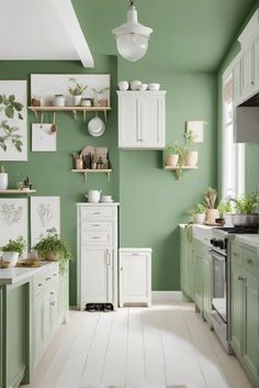 kitchen wall paint,interior design kitchen,living room painting,matching rug colors Kitchen Wall Paint Ideas, Newburg Green, White Kitchen Paint, Light Oak Floors, Mint Green Walls, Paint For Kitchen Walls