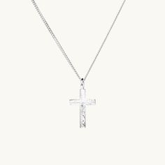 A classic cross necklace with a twist. The structure of the cross imitates a branch. A piece that carries with it a profound message of hope and peace. It is not only a personal keepsake but also a thoughtful gift. Measurement: Cross 20 x 10 mm incl. jump ring.Material: Sterling silver. Chain: Curb chain. Dove Necklace, Message Of Hope, Curb Chain, Gold Plated Silver, Conflict Free Diamonds, The Cross, Sterling Silver Chain, Necklace Silver, Shop Necklaces