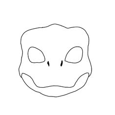 a drawing of an alien head with eyes and nose, drawn in black on a white background