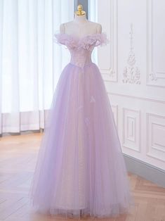 Lilac Purple Dress, Prom Dress Purple, Purple Tulle, Dress Quinceanera, Off Shoulder Evening Dress, Purple Prom, Purple Prom Dress, Tulle Sleeves, Quinceanera Dress