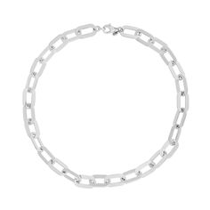 Reinvent your style with the refined yet bold design of this silver paperclip chain bracelet. Hollow sterling silver 10.3mm-wide polished links 8.0 inches; lobster claw clasp Chains Necklaces, Childrens Jewelry, Chain Anklet, Anklet Jewelry, Paper Clip, Lobster Claw, Fashion Bracelets, Womens Bracelets, Chain Bracelet