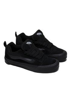 Vans KNU SKOOL UNISEX - Trainers - black All Black Vans Outfit Women, Black Shoes Aesthetic, Vans All Black, Black Vans Outfit, Vans Shoes Black, Black Shoes Outfit, Black Vans Shoes, All Black Vans, Black Shoes Sneakers