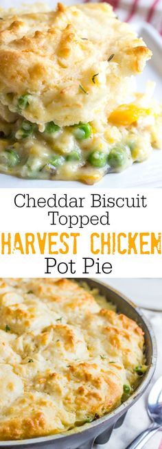 cheddar biscuit topped harvest chicken pot pie is an easy and delicious side dish