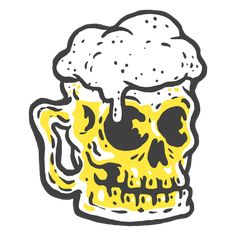 A beer mug shaped like a skull    PNG Design Skull Beer Tattoo, Beer Mug Illustration, Beer Tattoo Design, Halloween Beer Pong, Graffiti Handstyle, Beer Tattoo, Zen Tattoo, Beer Tattoos, Boho Hats