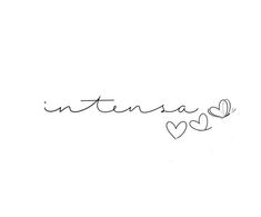 the word intena written in cursive writing with hearts