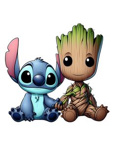 two cartoon characters sitting next to each other, one is holding a baby groote