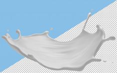 milk splashing on top of each other in front of a blue and white background