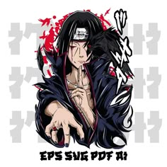 an anime character with long black hair pointing at the camera and holding his hand out