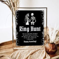 Halloween Skeleton All Eyes On The Bride Game Invitation | Zazzle Ring Hunt Game, Ring Hunt, Halloween Bridal Showers, Skeleton Ring, Bride Game, Gothic Skeleton, Shower Rings, Bridal Shower Inspo, Bridal Shower Planning