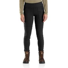 Women's Flame-Resistant Force® Midweight Pocket Legging | Manufacturing & Industrial Gear | Carhartt Flame Resistant Clothing, Thick Leggings, Carhartt Womens, Safety Clothing, Carhartt Women, Knit Leggings, Pocket Leggings, Black Xs, Workout Pants