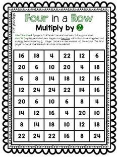 a printable four in a row math game