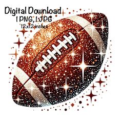 an image of a football with sparkles on it and the words, digital download i love