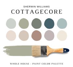 a paintbrush with different shades of gray and white on the bottom, along with text that reads sherylin williams cottage