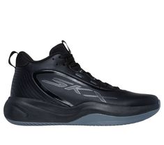 Whether driving to the hoop or locking down defense, you'll have the winning edge with Skechers Basketball SKX League . This high-top performance court shoe delivers optimal comfort and exceptional stability. A breathable perforated leather upper promotes air flow, while resilient Skechers MOVE FOAM insoles and innovative 5-GEN Foam cushioning respond quickly underfoot. | Skechers Unisex SKX League Basketball Shoes | Medium Width | Resilient Skechers Move Foam insole for added comfort | 5-GEN Fo Wide Shoes, Ankle Support, Perforated Leather, Skechers Shoes, Court Shoes, Pull Tab, Lace Tops, Mens Shoes Sneakers, Basketball Shoes