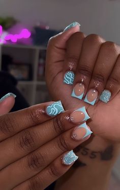 Spring Nail Sets Short, Acrylic Nail Application, Nail Application, Aqua Nails, Cute Short Nails, Formal Dance