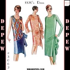 Vintage Sewing Pattern Reproduction Ladies' 1920s Evening or Day Dress #3062 - INSTANT DOWNLOAD 1920s Ladies, 1920s Evening Gowns, Evening Dress Pattern, 1920s Evening Dress, 1920's Style, 1920s Style, 1920s Dress, Couture Vintage, Ladies Dress