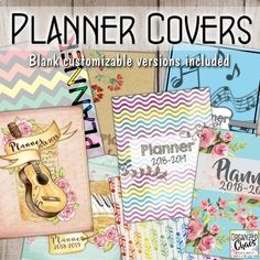 the planner covers are all different colors and designs