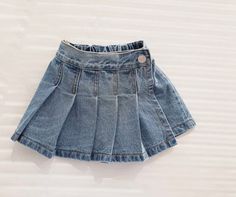 Girls Fashionable Denim Skort 100% Cotton Denim Pleated Skirt, Girls Denim Skirts, Shorts For Girls, Pleated Skirt Short, Girls Denim Shorts, Denim Skort, Baby Skirt, Skirt Shorts, Fashion Bottoms