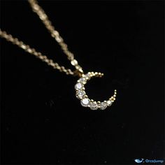 OrcaJump - Elegant Crescent Moon Necklace with A Shimmering Finish Fairy Light Lantern, Moon Necklace Gold, Moon Jewellery, Space Necklace, Moon Accessories, Necklace Drawing, Nose Ring Jewelry, Moon Necklaces, Star And Moon Necklace