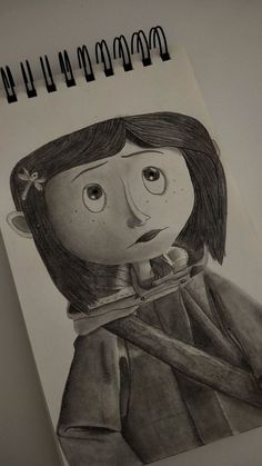 a drawing of a girl with scissors in her hand