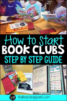 children sitting at a table reading books with the title how to start book clubs step by step guide