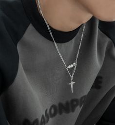 The model's height is 5' 7'' (170cm) and weighs 132 pounds (60kg) - Titanium Steel Necklaces Cross, Star Pendant Necklace, Contact Lenses Colored, Mens Fashion Casual Outfits, Cross Jewelry, Star Pendant, Sweaters Oversized, Mens Fashion Casual, Hair Pins